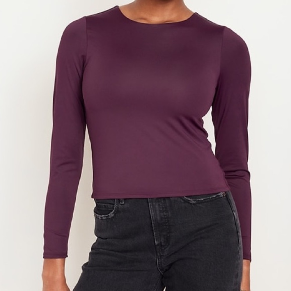🆕 Old Navy Long-Sleeve Double-Layer Sculpting T-Shirt - Plum (NWT)
